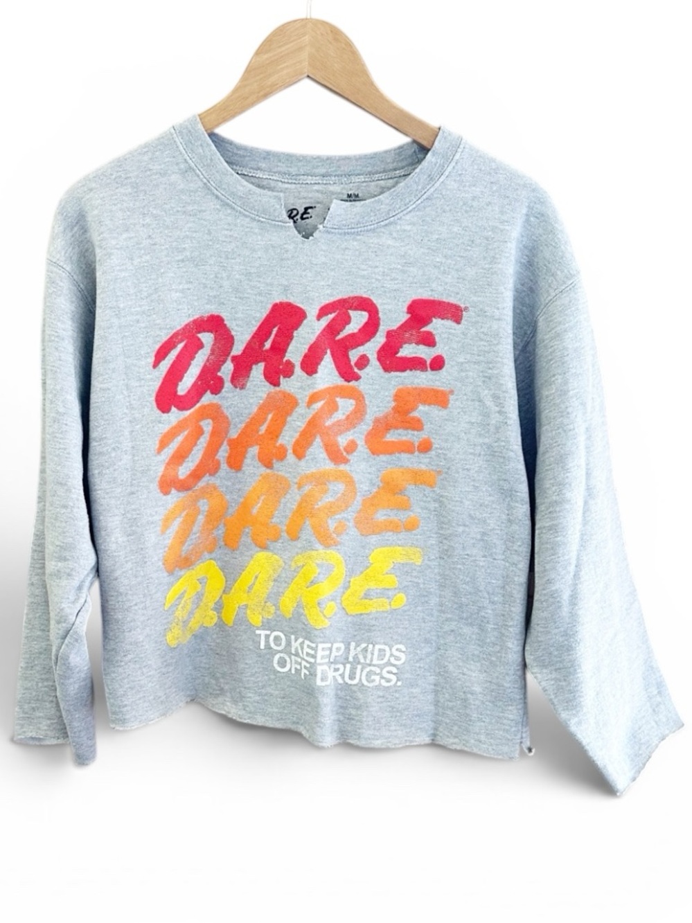 D.A.R.E. Graphic Crewneck Sweatshirt Light Gray Great Condition Size Medium